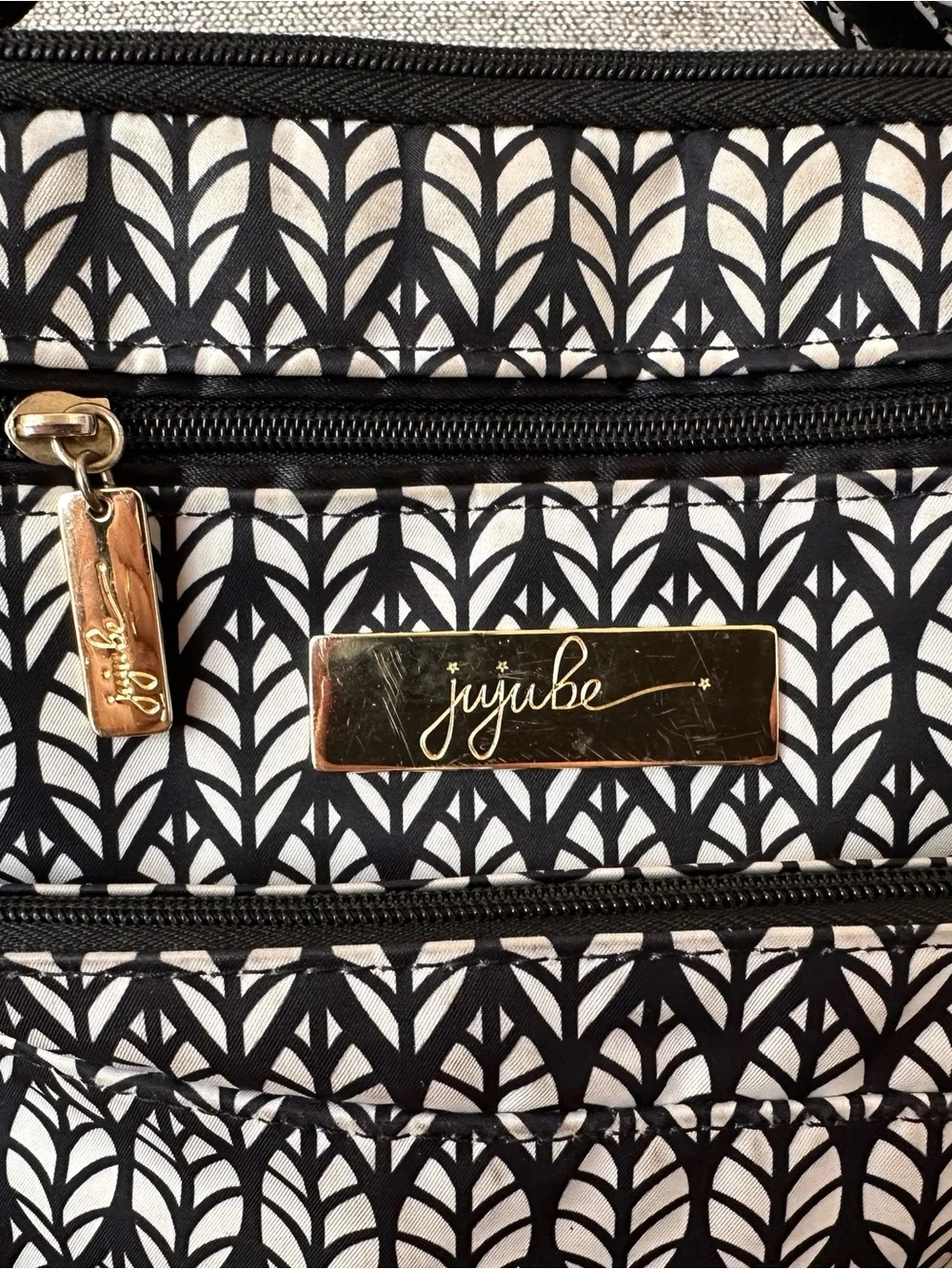 Ju-Ju-Be Black and White Patterned Washable Diaper Bag